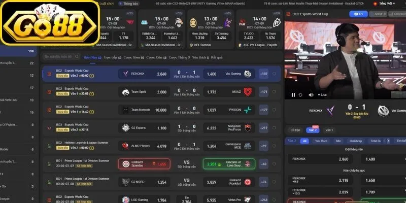 Cá Cược Thể Thao, Esports & Lô Đề Go88 - Sảnh Cược Kèo Rung Thời Gian Thực Và Xổ Số Siêu Tốc 3 go88 Cược Esports hiện đại hấp dẫn