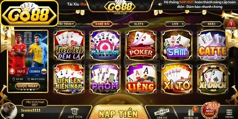 Vài nét cơ bản về sảnh game bài Go88