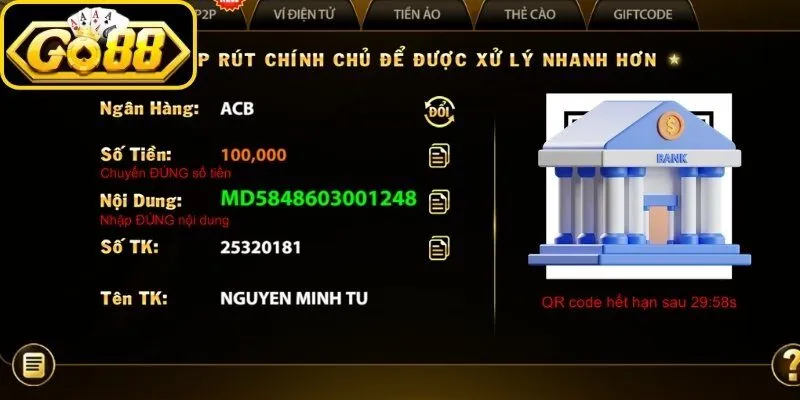 Hướng dẫn nạp rút tiền thao tác nhanh chóng qua QR