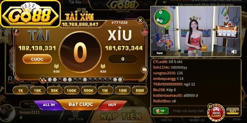 Tài Xỉu Go88 - Sảnh Tài Xỉu MD5 Minh Bạch & Tài Xỉu Livestream Cùng Dealer 4 go88 Đảm bảo sự minh bạch qua góc nhìn camera