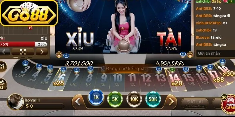 Tài Xỉu Go88 - Sảnh Tài Xỉu MD5 Minh Bạch & Tài Xỉu Livestream Cùng Dealer 3 go88 Tương tác cùng Dealer xinh đẹp